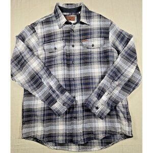 Orvis Classic Collection Flannel Shirt Men's Med  Blue/White Plaid Button Up